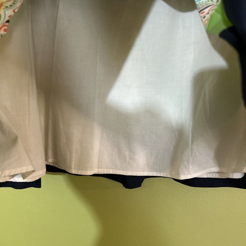 Talbots Skirt Women’s Blue Green Printed Pleated Lined 10 Petite cotton Flaw - Picture 2 of 9